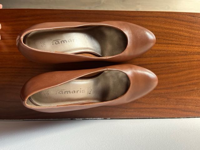 Zapatos Tacón Tamaris Piel Marrón Talla 38