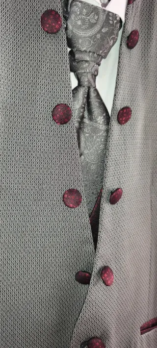 Traje Novio Thomas Pina Gris/Rojo