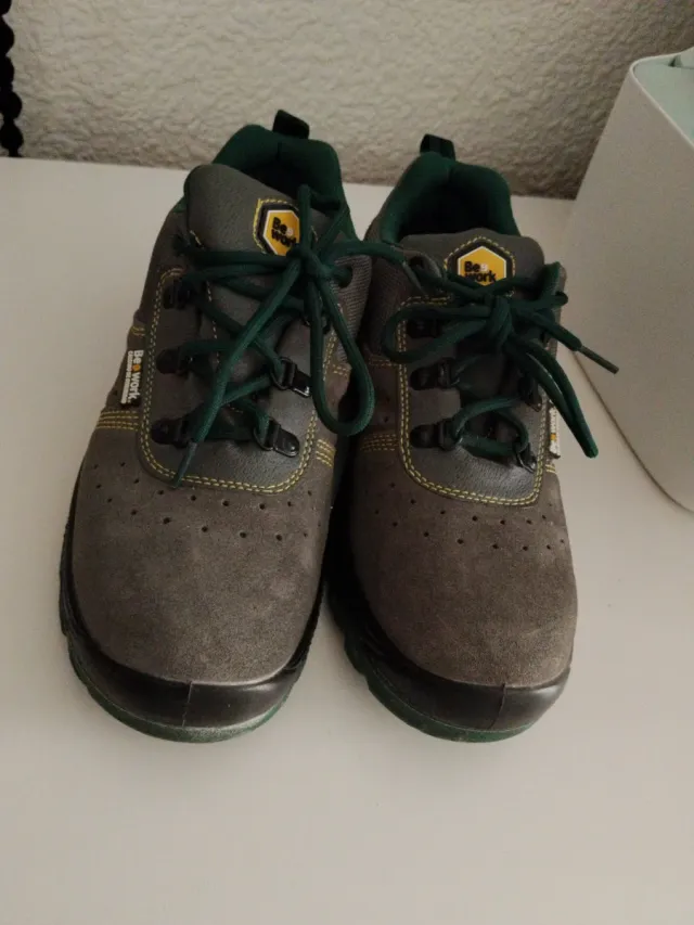 Zapatos de seguridad grises y verdes talla 39