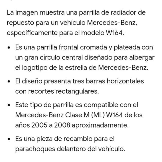 Parrilla Radiador Mercedes-Benz
