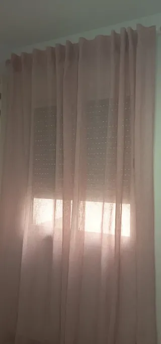 Cortinas de lino rosa transparentes
