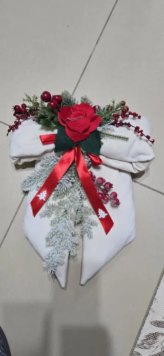 Decorazione Fuori Porta Natale Fiocco Rosso