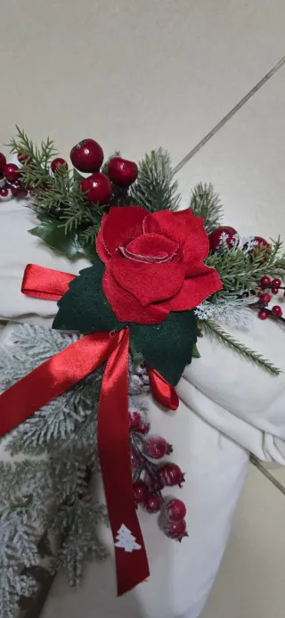 Decorazione Fuori Porta Natale Fiocco Rosso