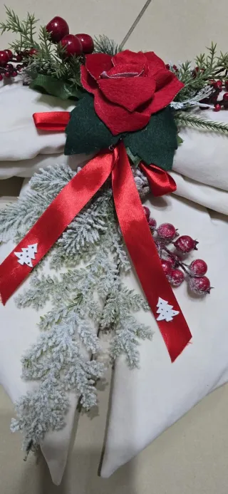 Decorazione Fuori Porta Natale Fiocco Rosso