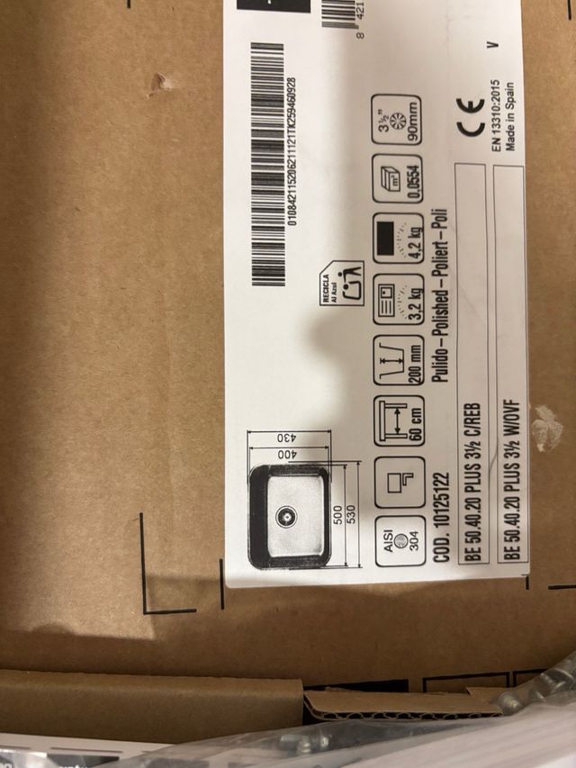 Fregadero Teka bajo encimera. NUEVO A ESTRENAR.