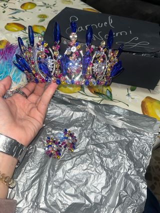 Conjunto Tiara y Pendientes Novia Brillantes