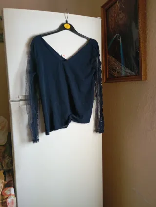Blusa azul manga larga