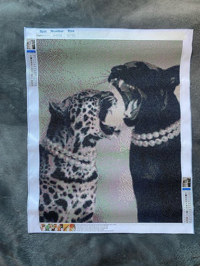 Cuadro Diamantes Pantera y Leopardo Hecho a Mano