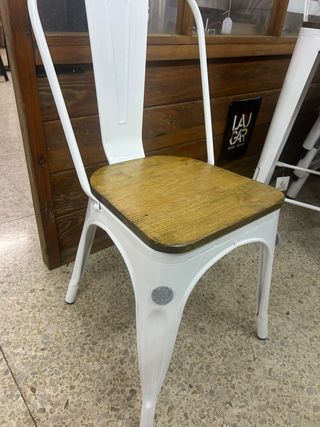 Silla Tolix Negra/ Blanca y Madera