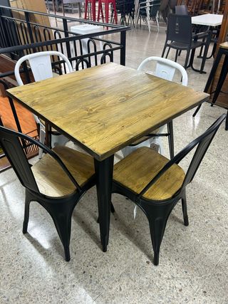 Silla Tolix Negra/ Blanca y Madera