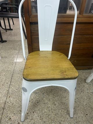 Silla Tolix Negra/ Blanca y Madera
