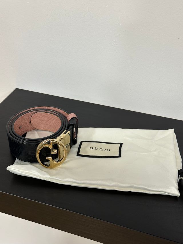 Cintura Gucci Nero e Rosa con Fibbia GG Dorata