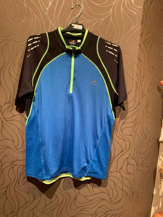 Camiseta Ciclismo Azul y Negra Media Cremallera