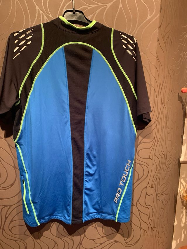 Camiseta Ciclismo Azul y Negra Media Cremallera