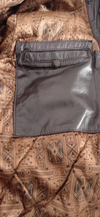 Cazadora de piel marrón vintage T. XXL