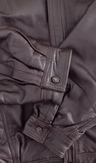 Cazadora de piel marrón vintage T. XXL