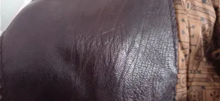 Cazadora de piel marrón vintage T. XXL