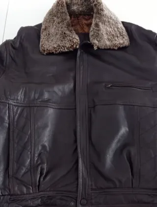 Cazadora de piel marrón vintage T. XXL