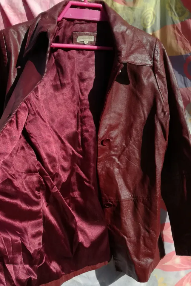 CHAQUETA CHAQUETÓN DE PIEL DE CABRA GRANATE