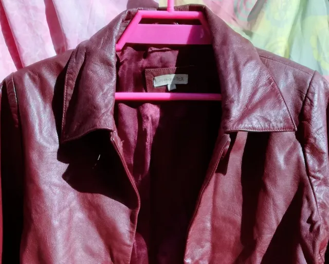 CHAQUETA CHAQUETÓN DE PIEL DE CABRA GRANATE