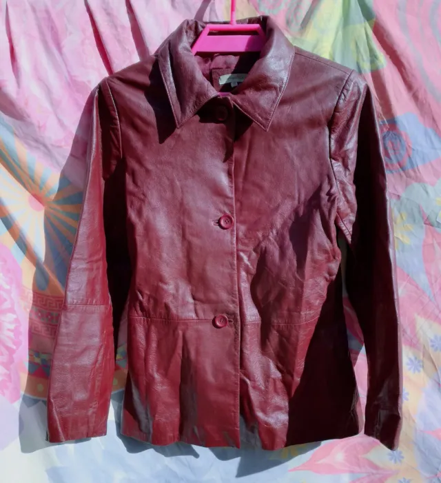 CHAQUETA CHAQUETÓN DE PIEL DE CABRA GRANATE