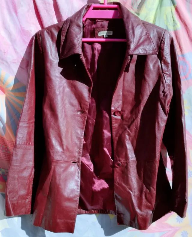 CHAQUETA CHAQUETÓN DE PIEL DE CABRA GRANATE