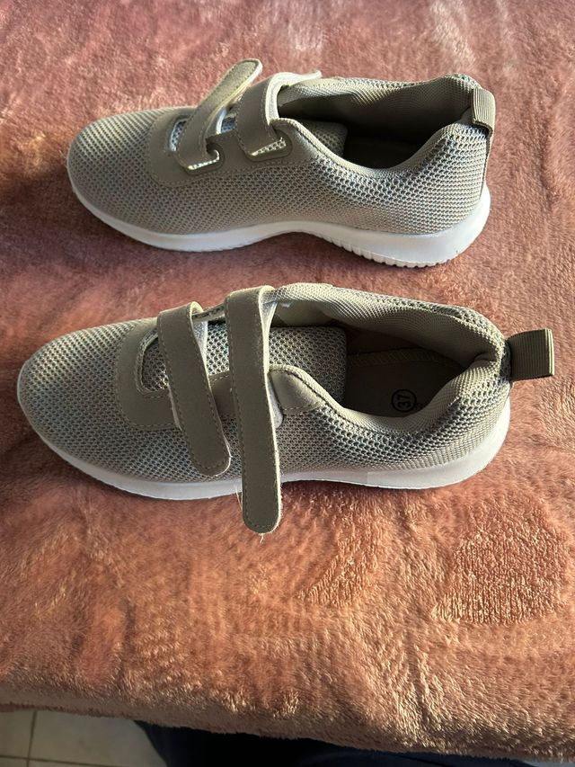 Zapatillas beige velcro mujer talla 37