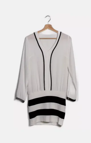 Vestido casual blanco y negro T:S