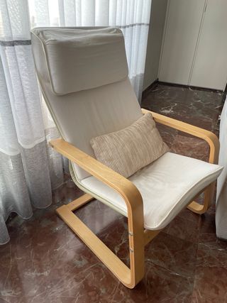 Mecedora Ikea Beige/Blanca Madera