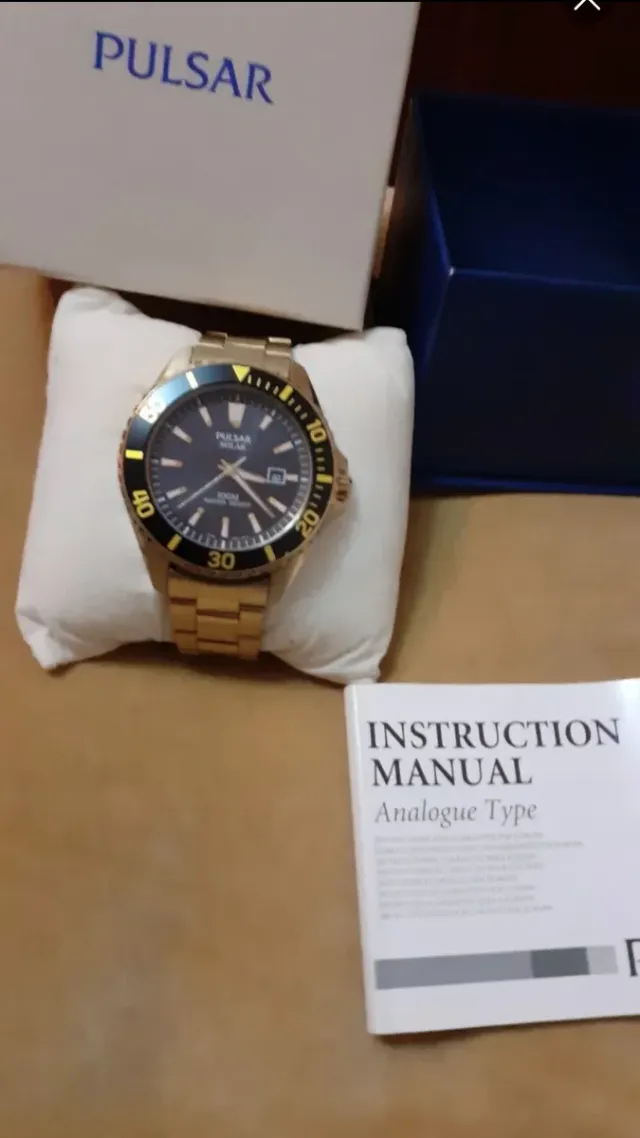 Reloj Pulsar Solar PX3034 Dorado Negro