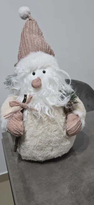 Pupazzo Babbo Natale Decorativo Rosa e Bianco