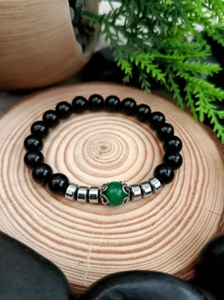 Pulsera elástica negra y verde