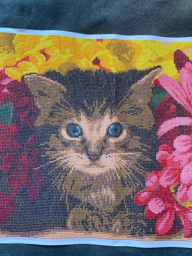 Cuadro Gato con Flores