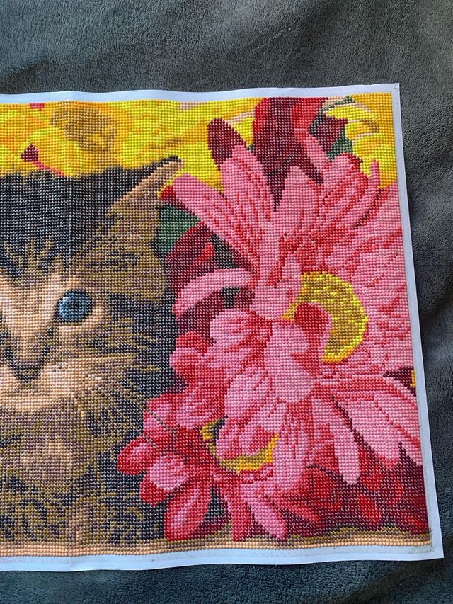 Cuadro Gato con Flores