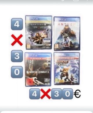 Lote 4️⃣Juegos PS4 (PlayStation 4) 4️⃣x3️⃣0️⃣€