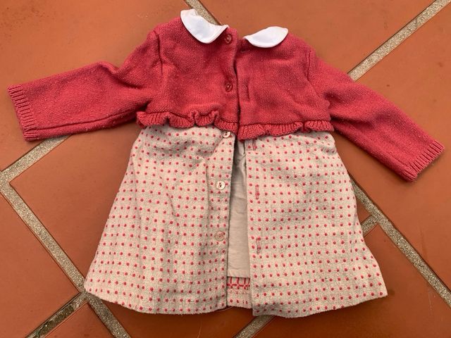 Vestido y rebeca bebé lunares rosa