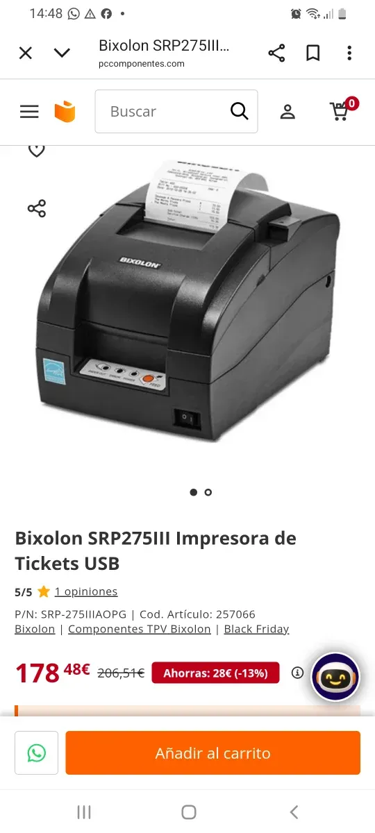 Impresora Tickets Samsung Negra