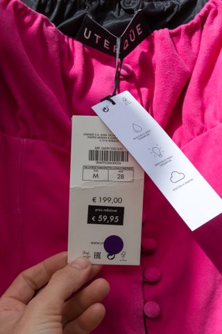 Top Uterqüe Fucsia Manga Abullonada