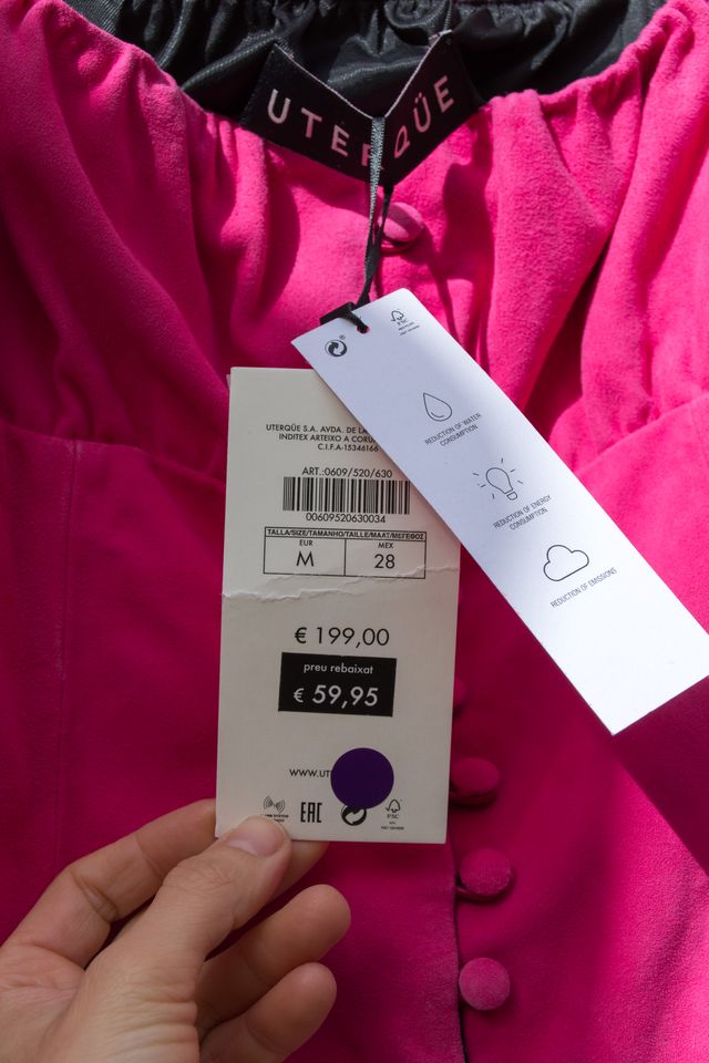 Top Uterqüe Fucsia Manga Abullonada