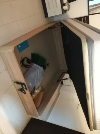 Cama Matrimonio Canapé Madera y Tela