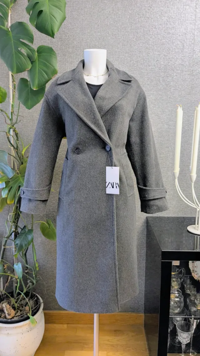 Abrigo cruzado Zara gris