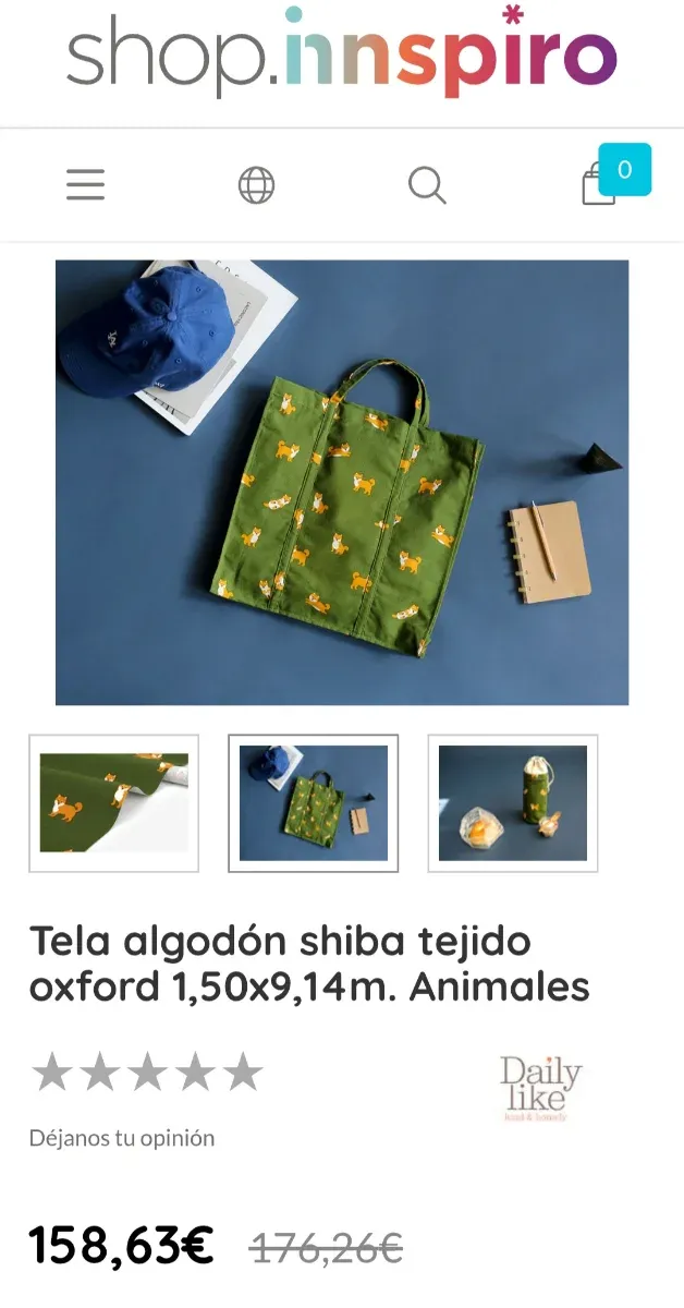 Tela algodón shiba tejido oxford 1,50x9,14m.