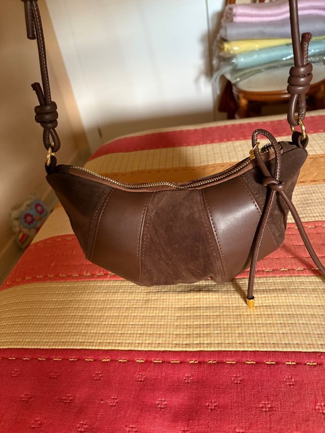 Bolso piel y ante marrón sin usar