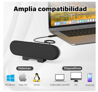 Altavoces USB ADELGO Clip-On PC Negro
