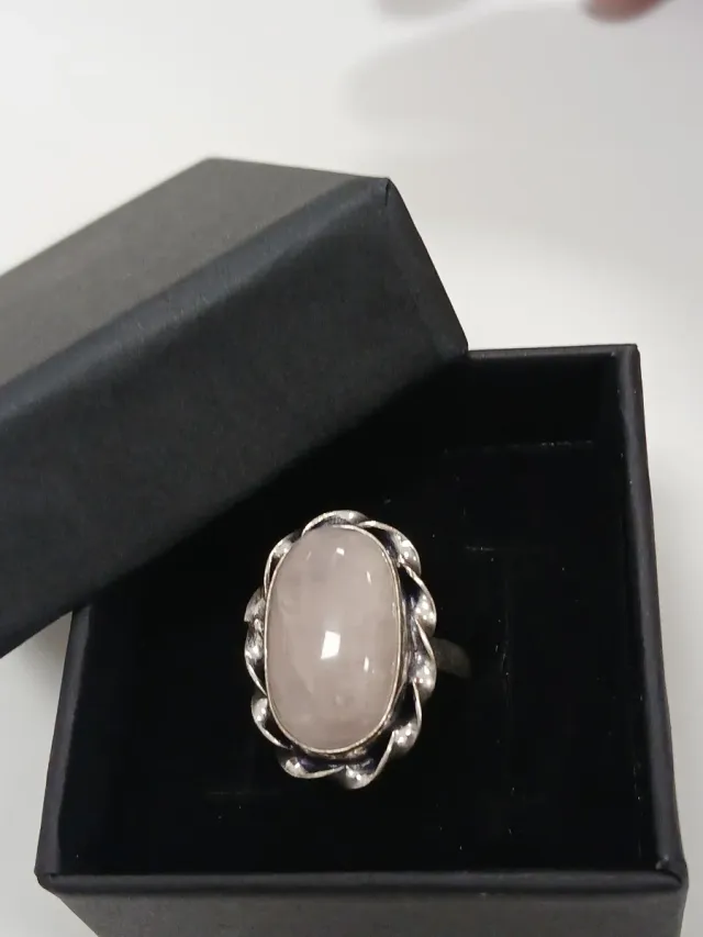 Anel Quartzo Rosa Pedra Natural