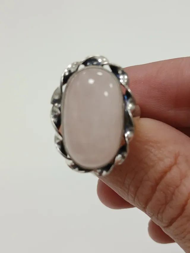 Anel Quartzo Rosa Pedra Natural