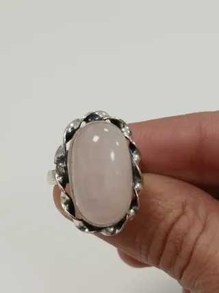 Anel Quartzo Rosa Pedra Natural