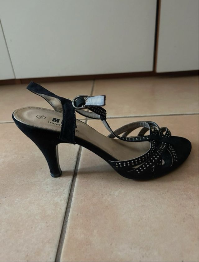 Scarpe con tacco N.38 nere con brillantini
