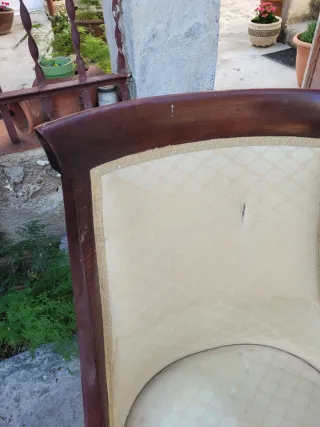 Pareja Sillas Estilo Góndola Madera Tapizadas