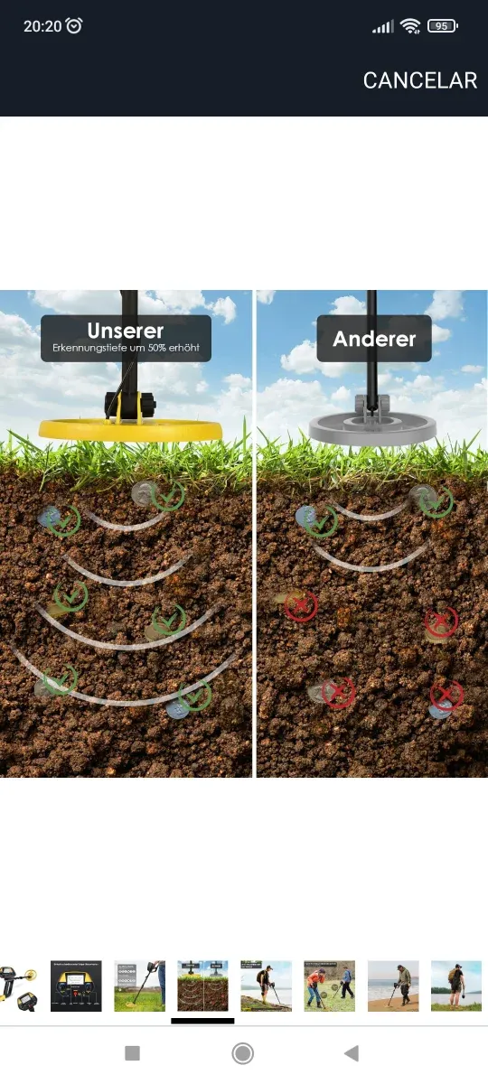 Detector de metales con bolsa